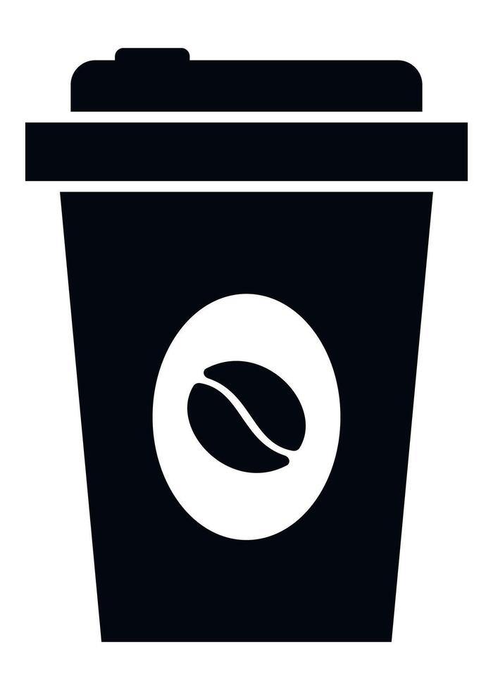 black and white coffee cup icon on white background vector