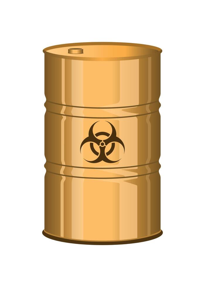 metal yellow barrel for radioactive substances on white background vector