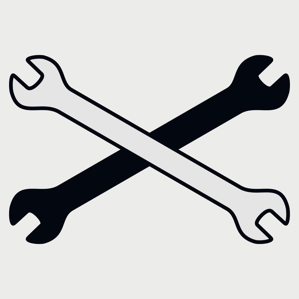 icon of crossed wrenches on a white background vector