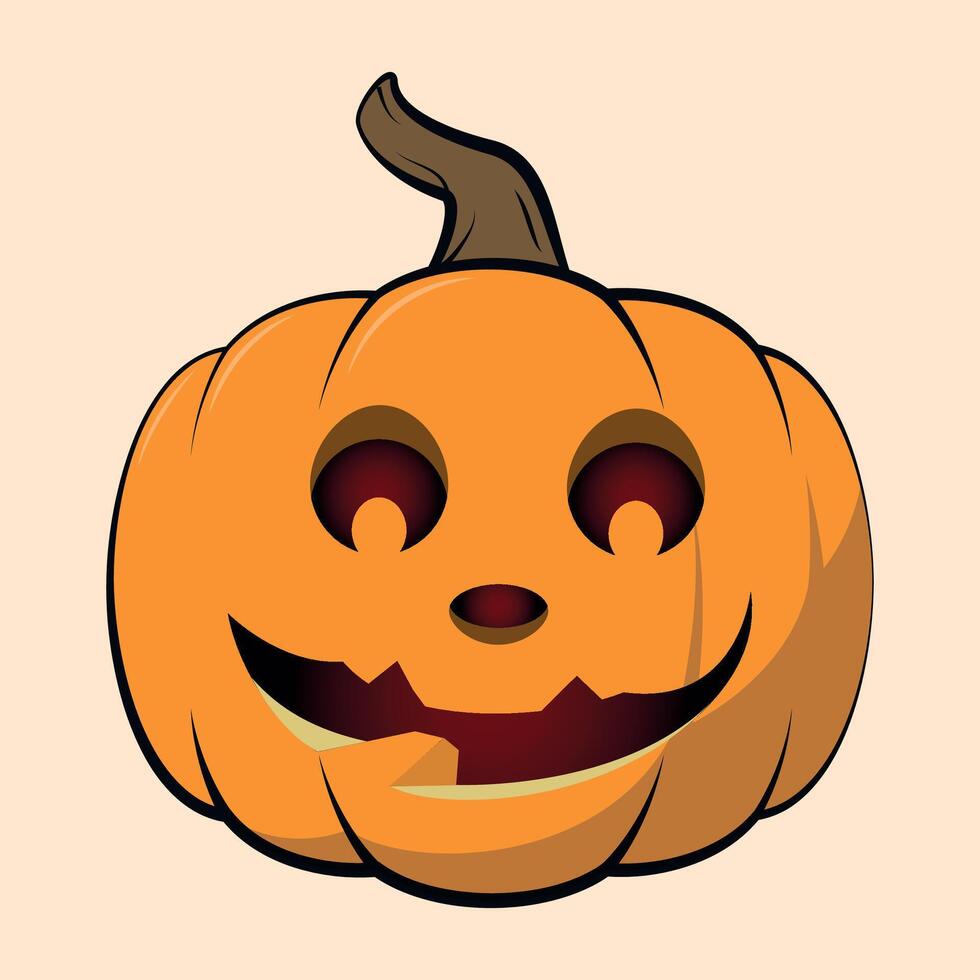 funny halloween pumpkin icon with smile isolated on white background vector