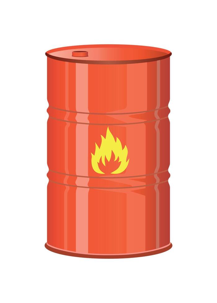 metal barrel for flammable materials on white background vector