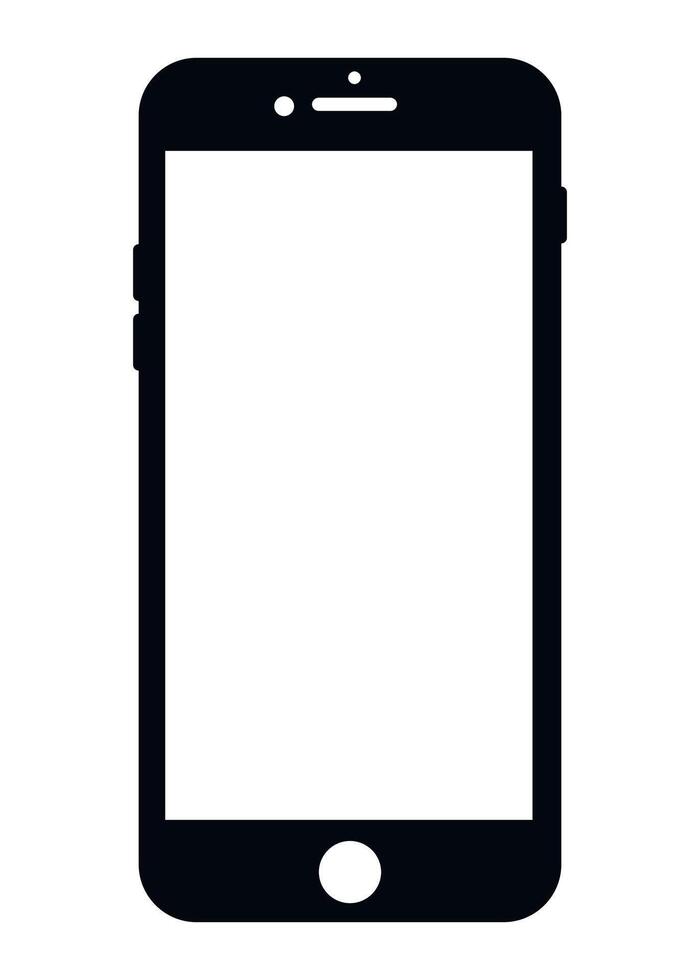 black and white smartphone icon front view isolated on white background vector