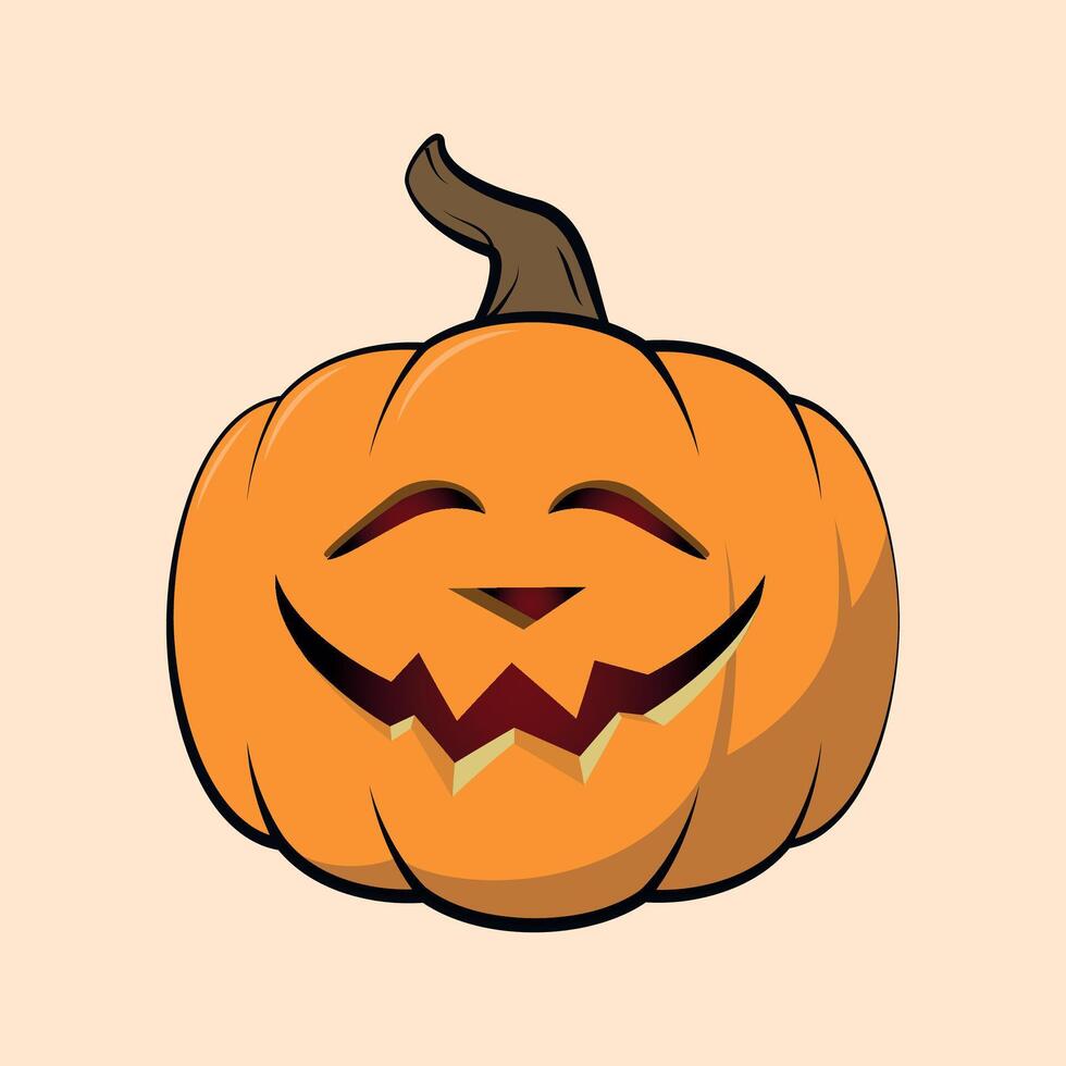 funny scary halloween pumpkin icon with smile isolated vector