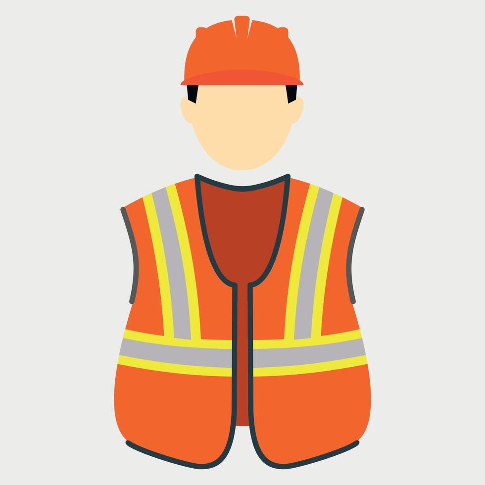 icon of worker in vest and helmet on white background vector