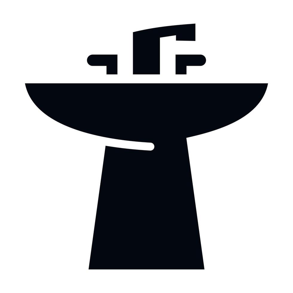 black and white monochrome washbasin icon isolated on white background vector