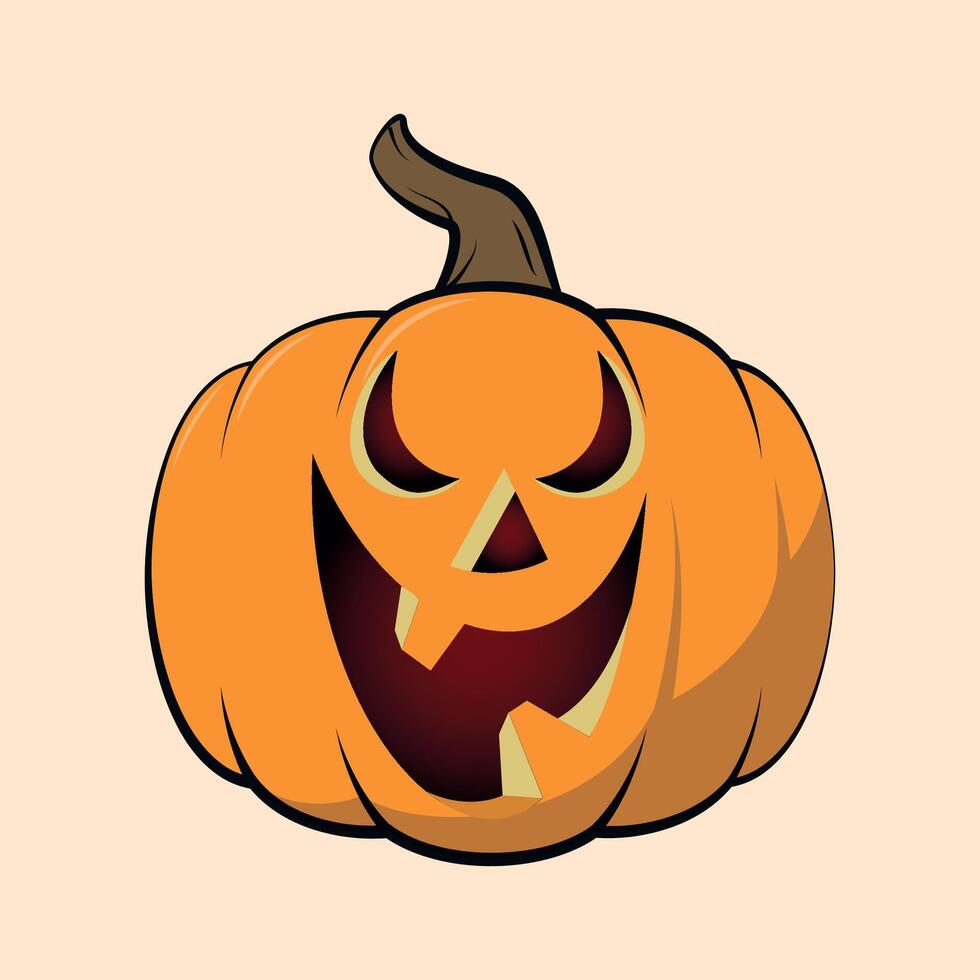 funny pumpkin face icon for halloween with smile on white background vector
