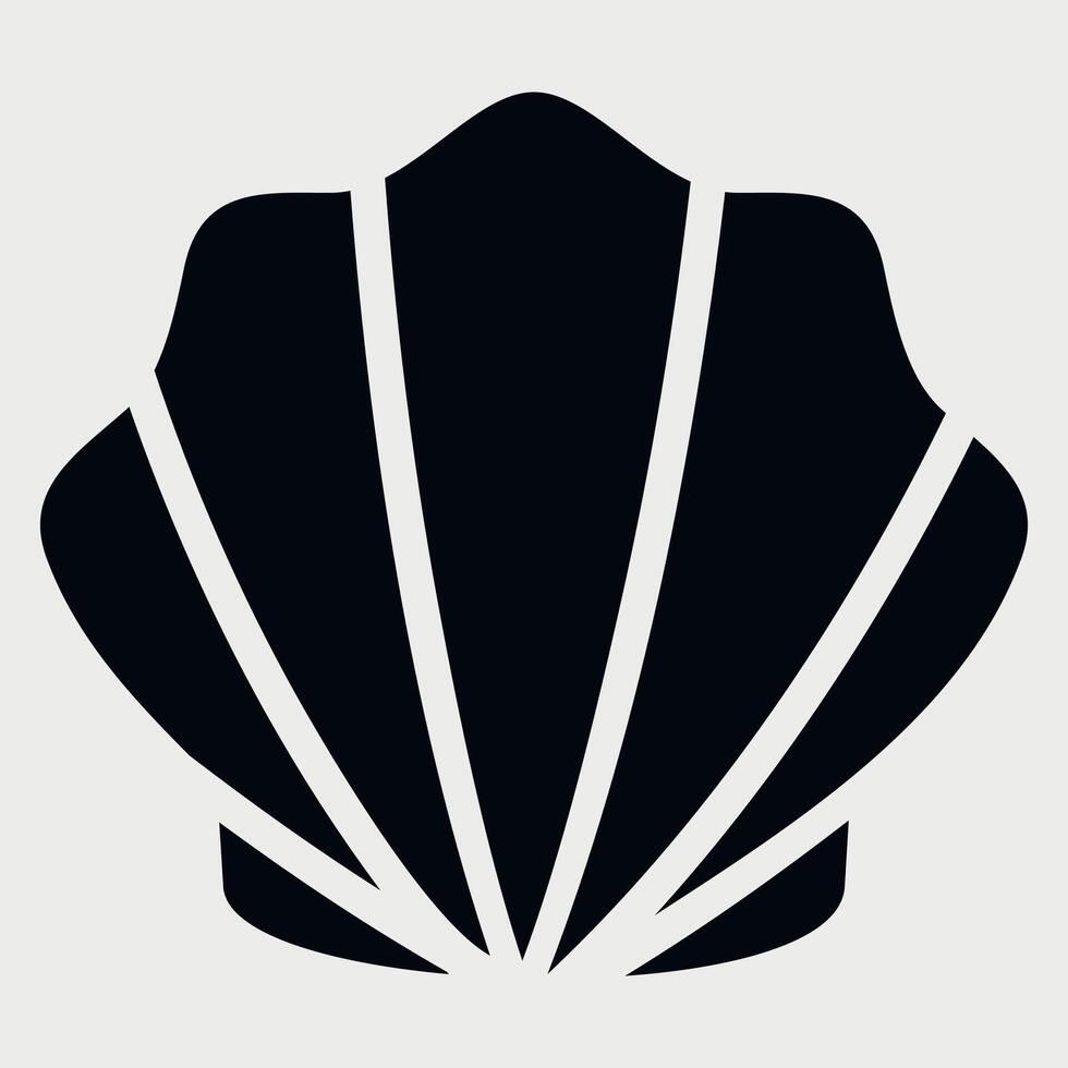 black seashell icon on white background vector