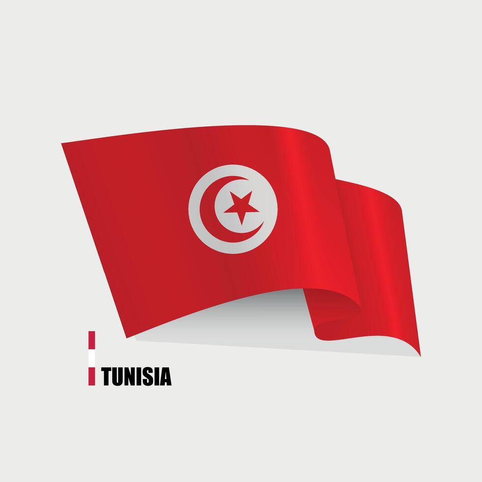 national flag of Tunisia on white background vector