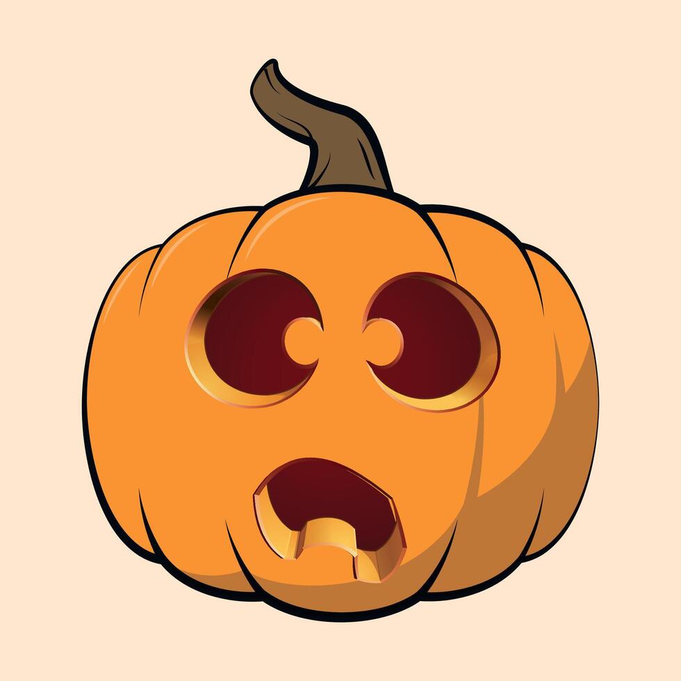 cartoon halloween pumpkin icon with smile on white background vector