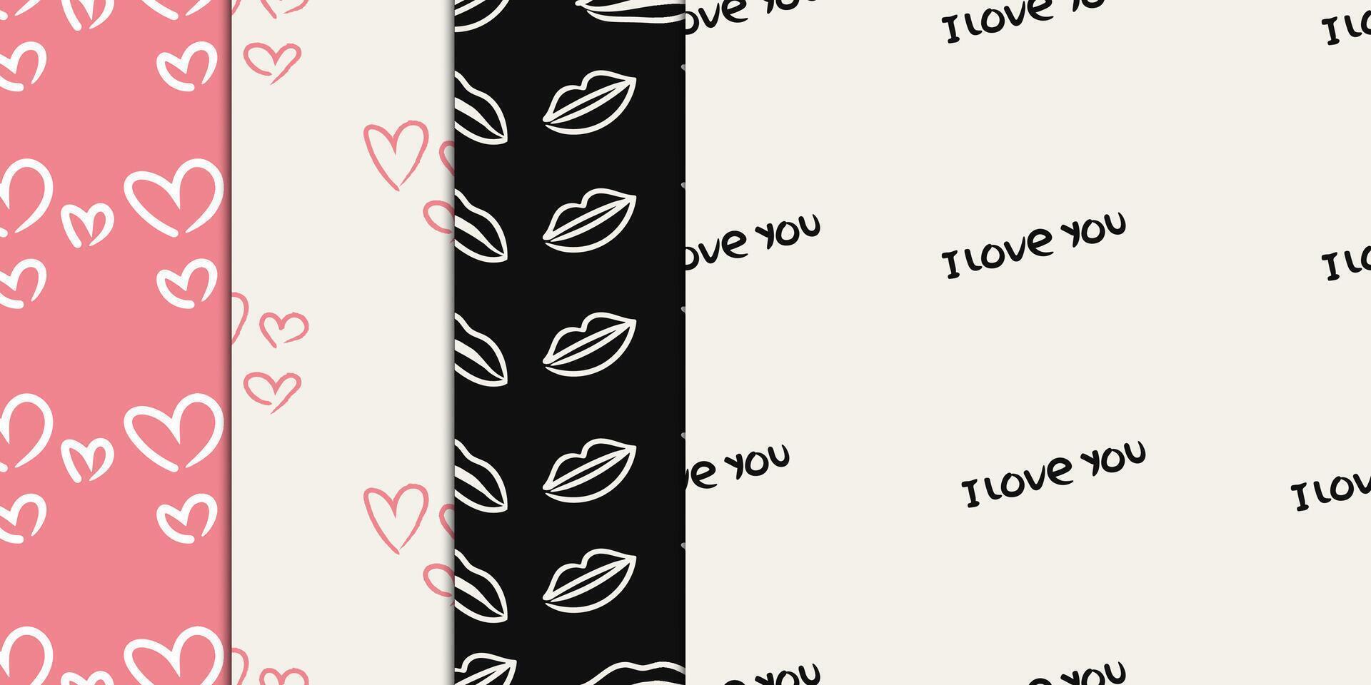 Modern Valentines Day Seamless Pattern Collection. illustration. vector