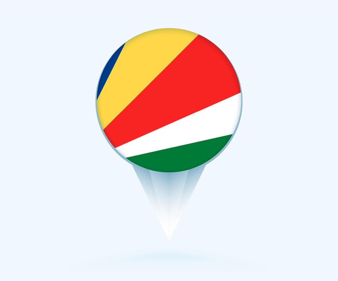 Map pointer with flag of Seychelles. vector