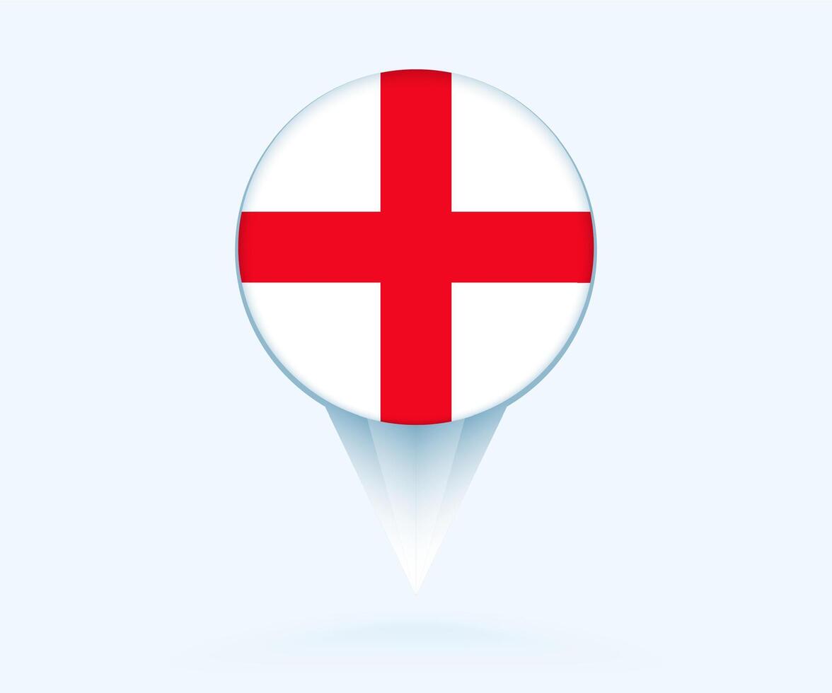 Map pointer with flag of England. vector