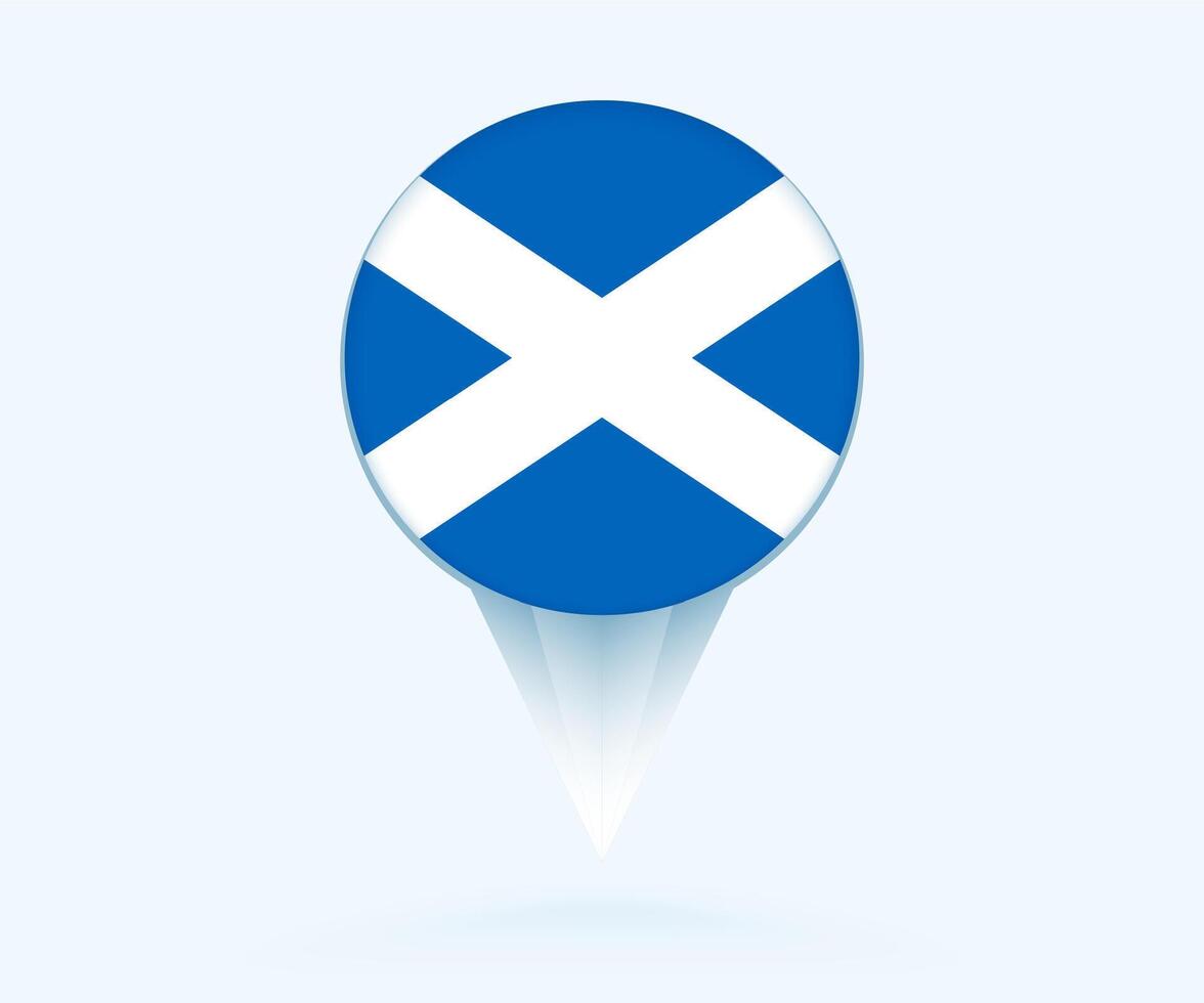 Map pointer with flag of Scotland. vector