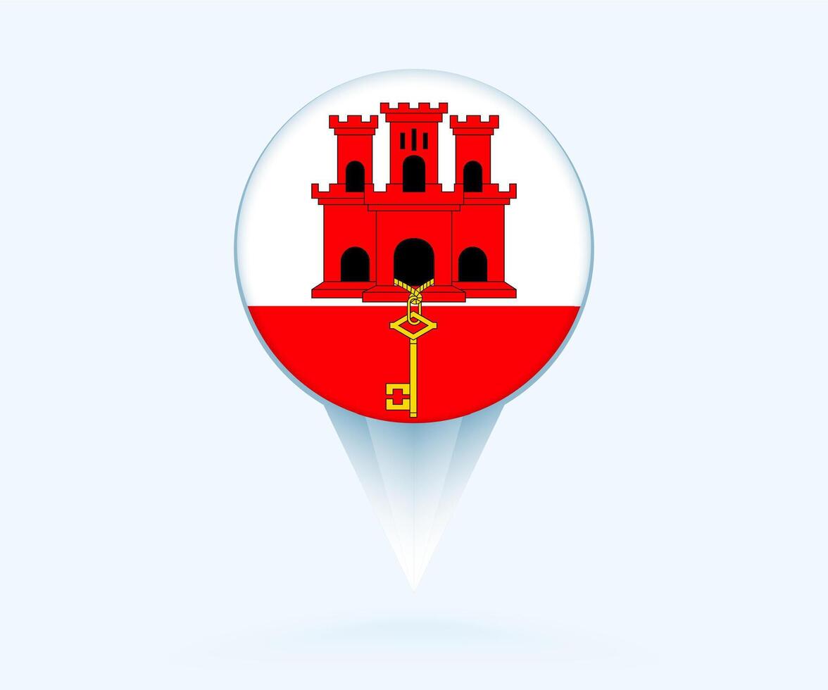 Map pointer with flag of Gibraltar. vector