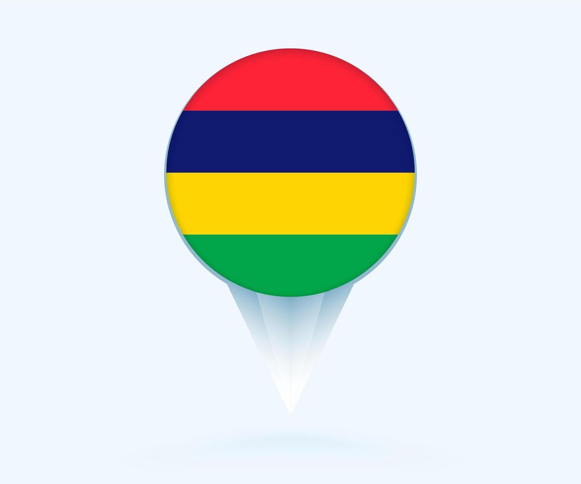 Map pointer with flag of Mauritius. vector
