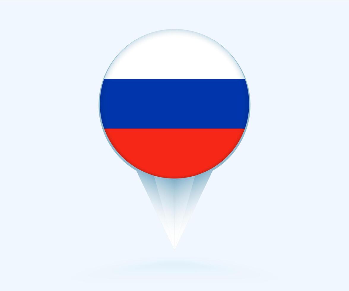 Map pointer with flag of Russia. vector