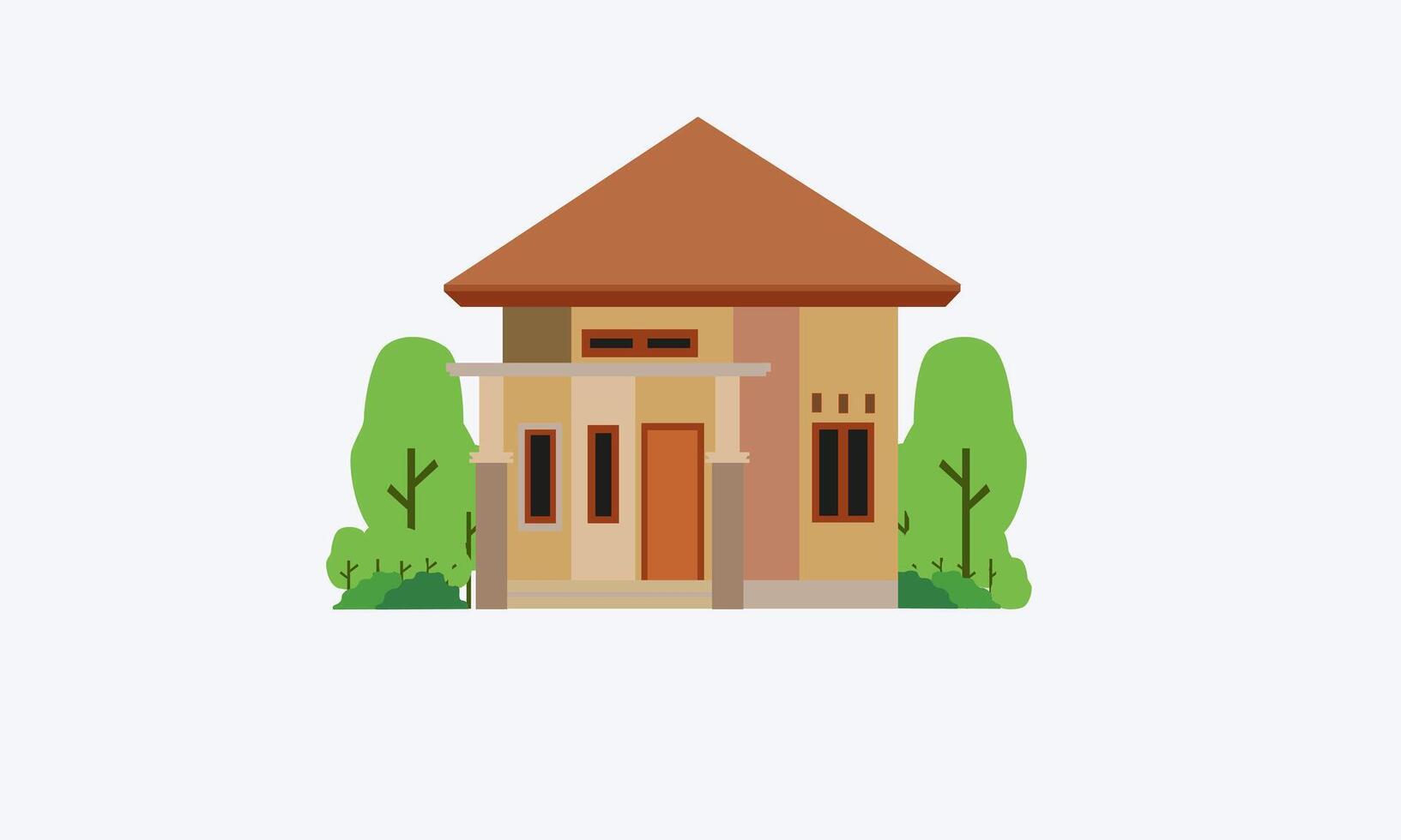 2D Story House Icon with a tree vector