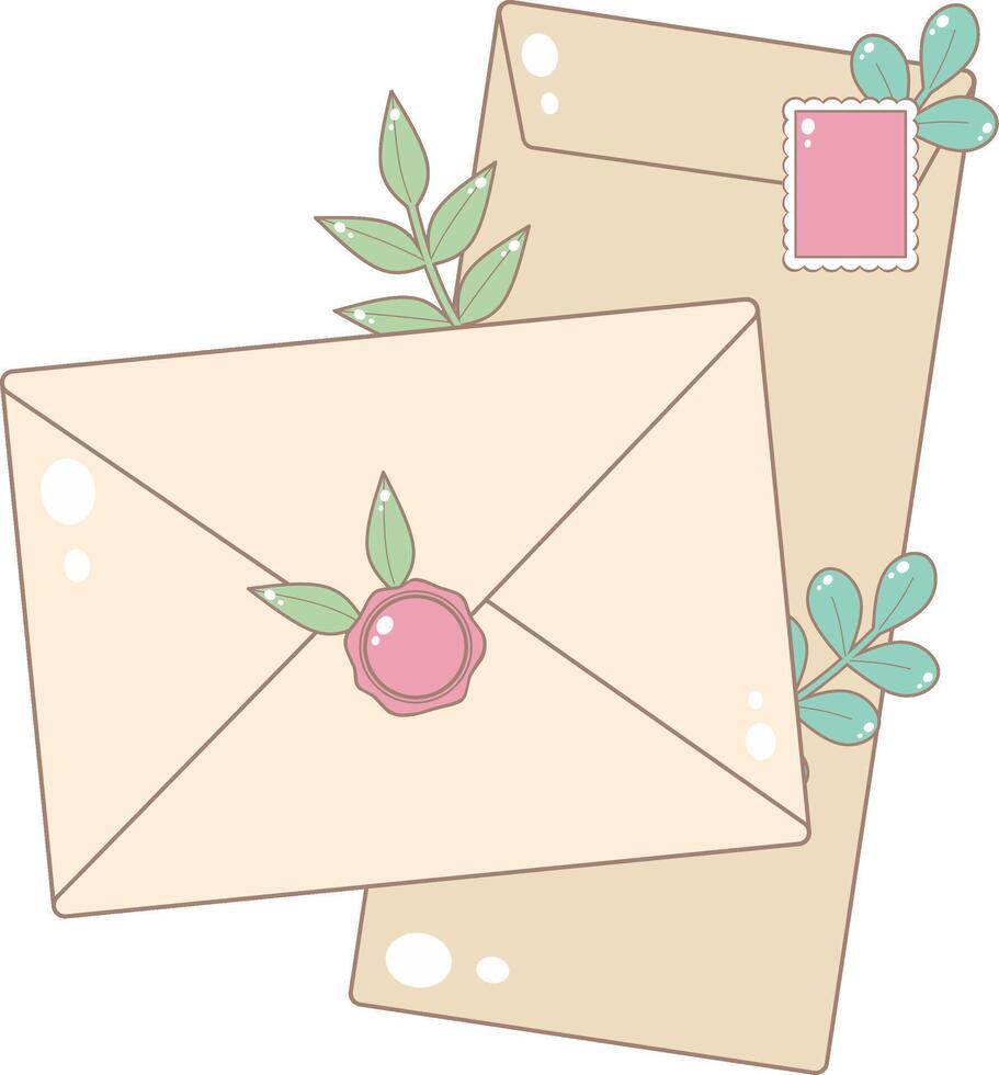 Two Envelopes. Cute and Simple Style. vector