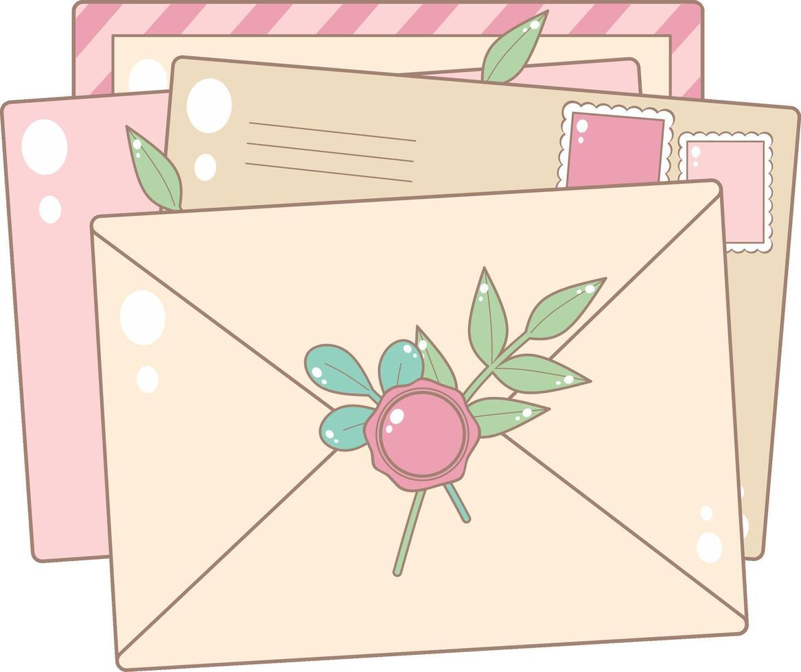 Four Envelopes. Cute and Simple Style. vector