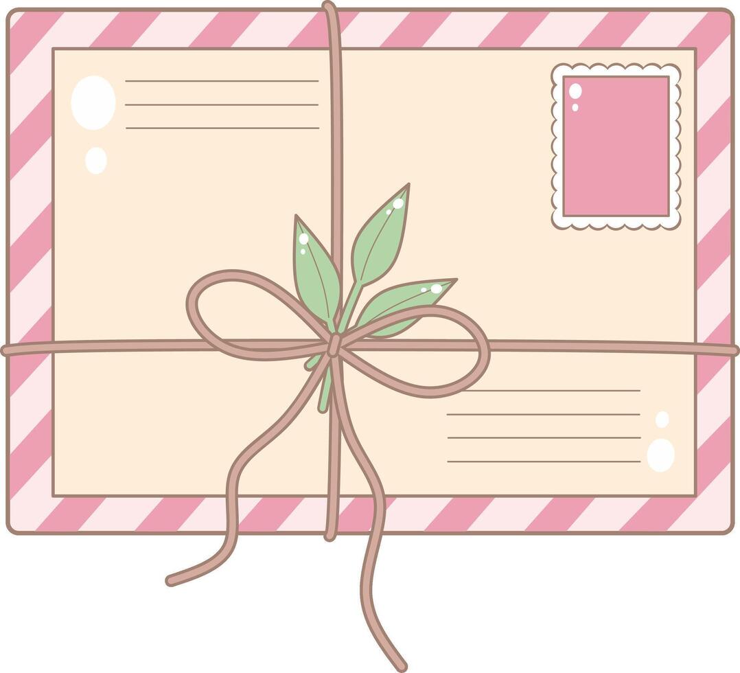 Envelope With Pink Stamp. Cute and Simple Style. vector