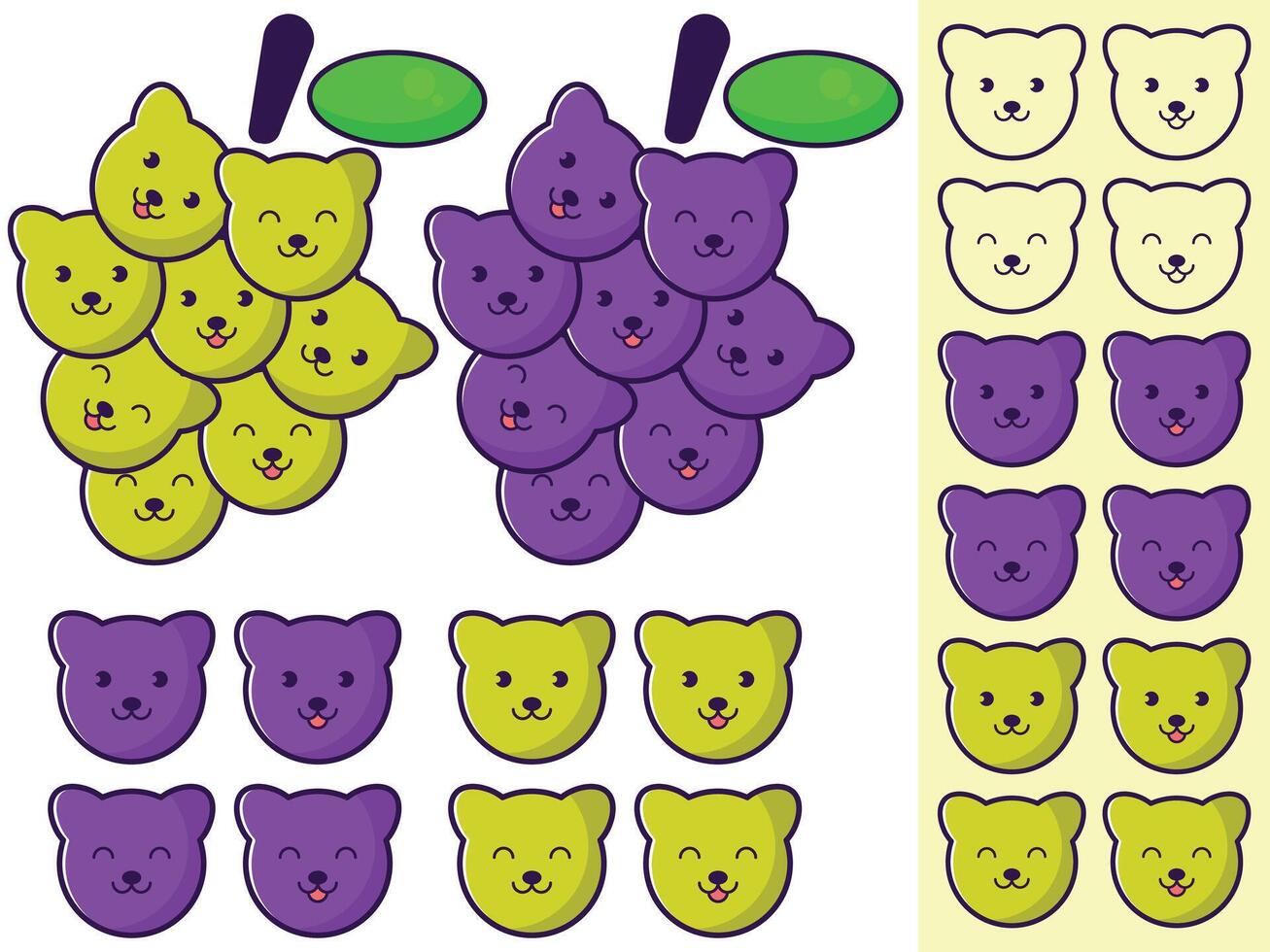 Cute cartoon grapes illustration vector