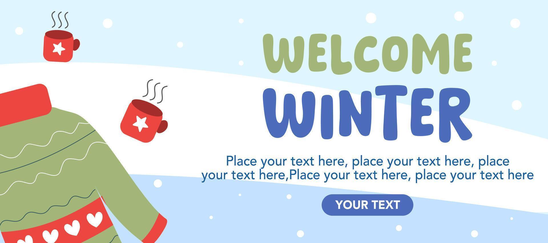 Winter season illustration banner with creative sweater element on pastel background good for sale promotion, poster, greeting card, advertisement and flyer vector