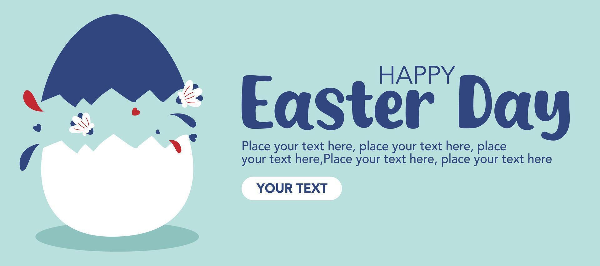 Happy Easter Day greeting card with egg illustration on blue background for banner and poster. vector