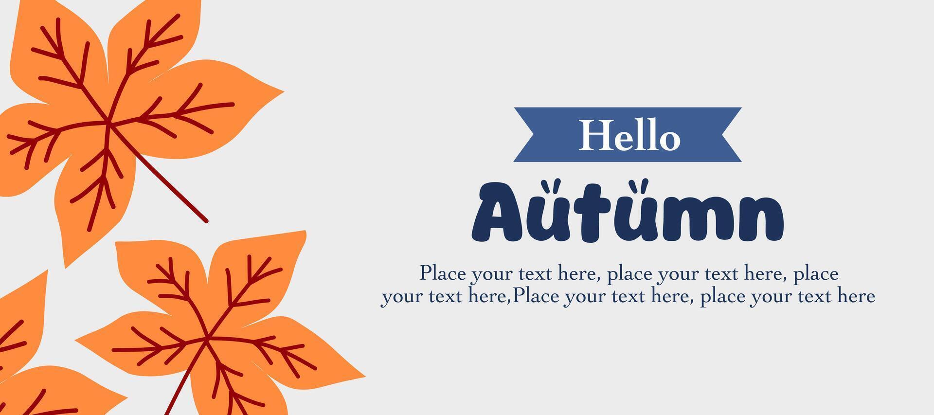 Happy Thanksgiving Day banner with maple leaves illustration on white horizontal background for advertising, greeting card, web, social media, poster and flyer vector