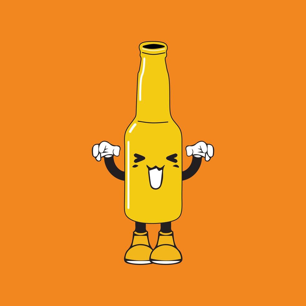 Beer bottle cartoon character with unique style vector