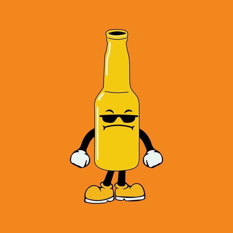 Beer bottle cartoon character with cool style vector