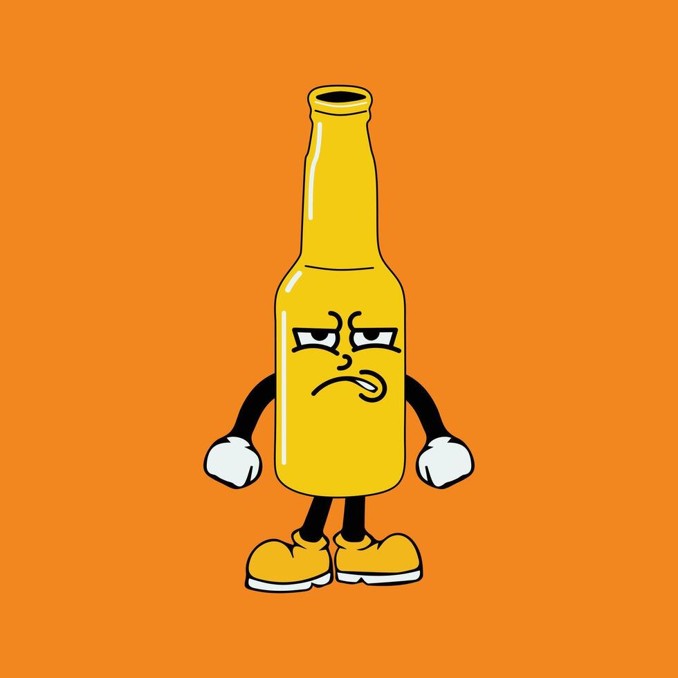 Beer bottle cartoon character with style vector