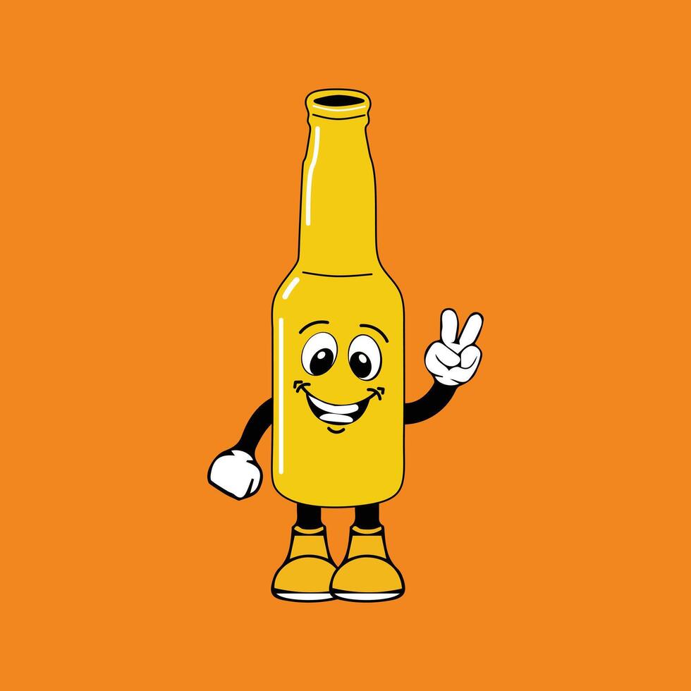 Beer bottle cartoon character with unique style suitable for stickers, icons, logos and advertisements vector