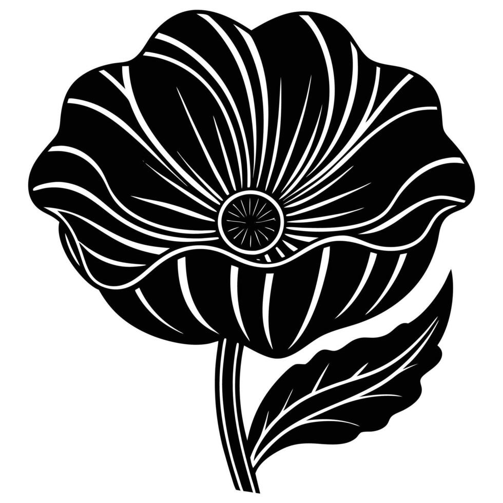 Poppy flower silhouette art vector