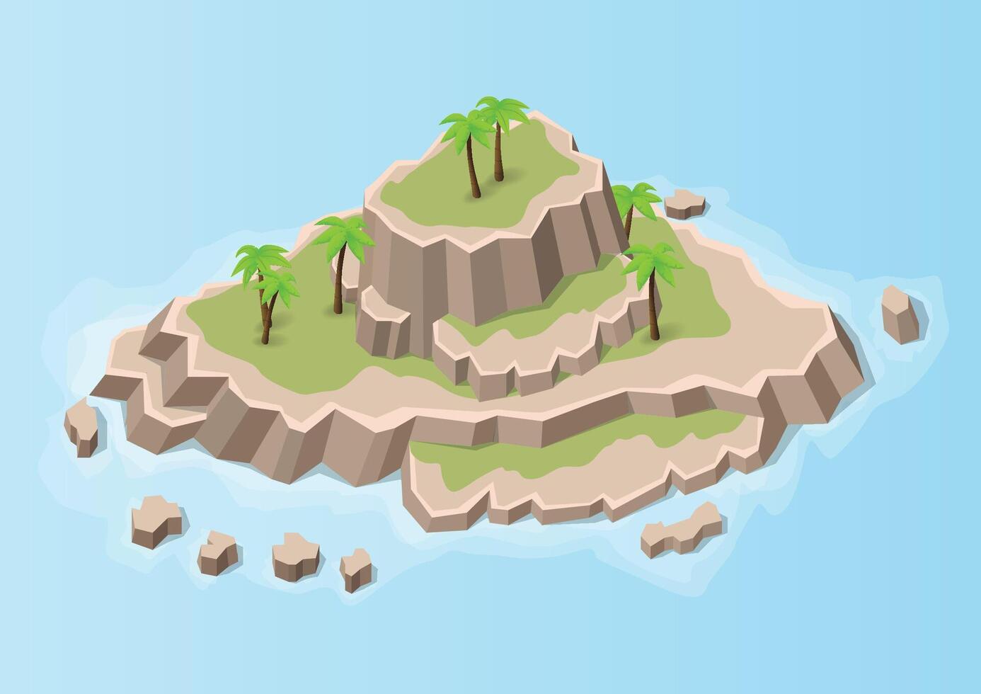 Isometric natural rocky mountain island vector