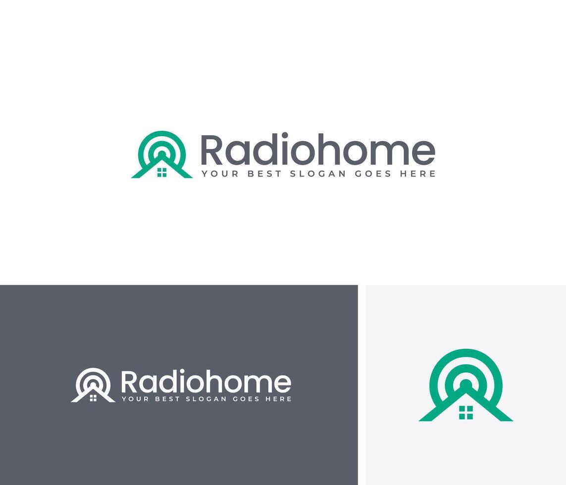 house and signal logo design for broadcasting industry vector