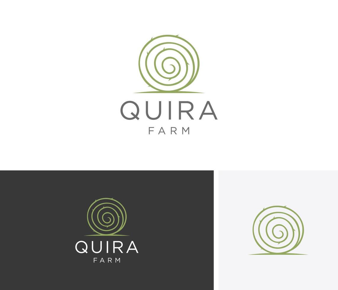 hay bale logo design for farming industry vector