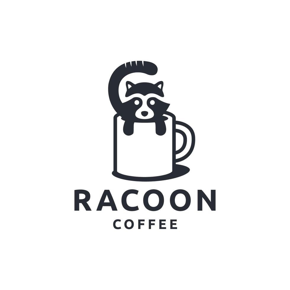 Raccoon and Coffee Logo for food and beverage Industries vector