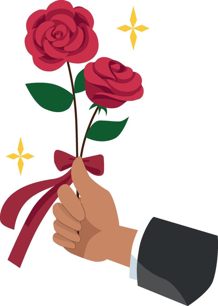 Ilustration hand holding flower vector