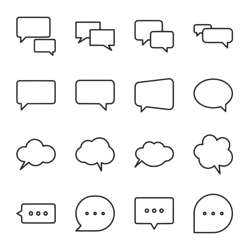 A set of white speech bubbles with different shapes and sizes vector