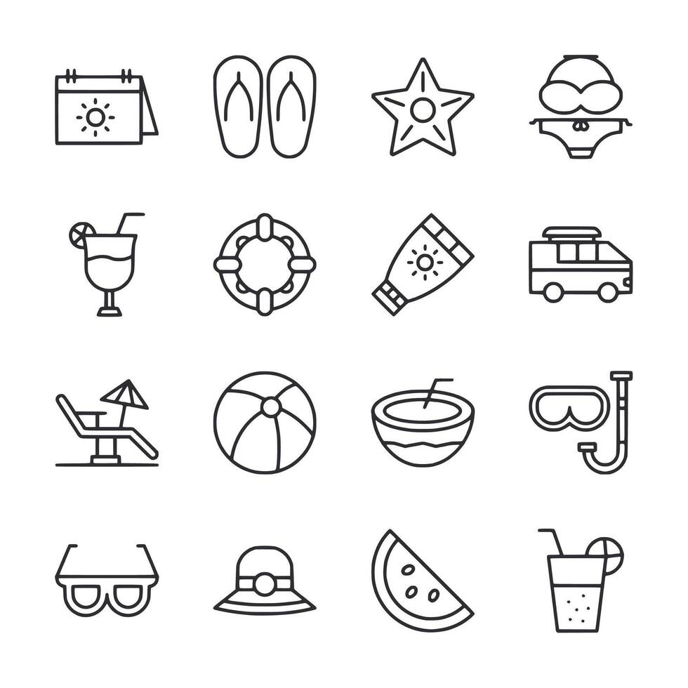 A set of icons for summer activities vector