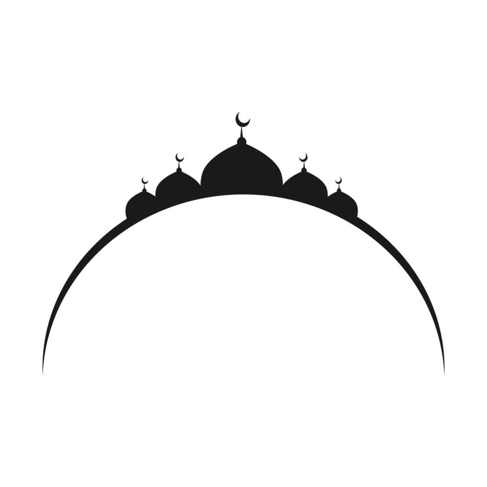 Islamic ornament silhouette with mosque and moon, for ramadan greeting vector