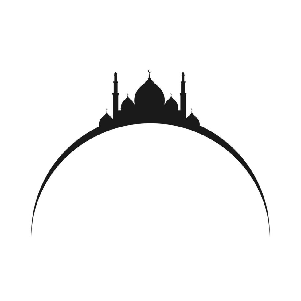 Islamic ornament silhouette with mosque and moon, for ramadan design vector