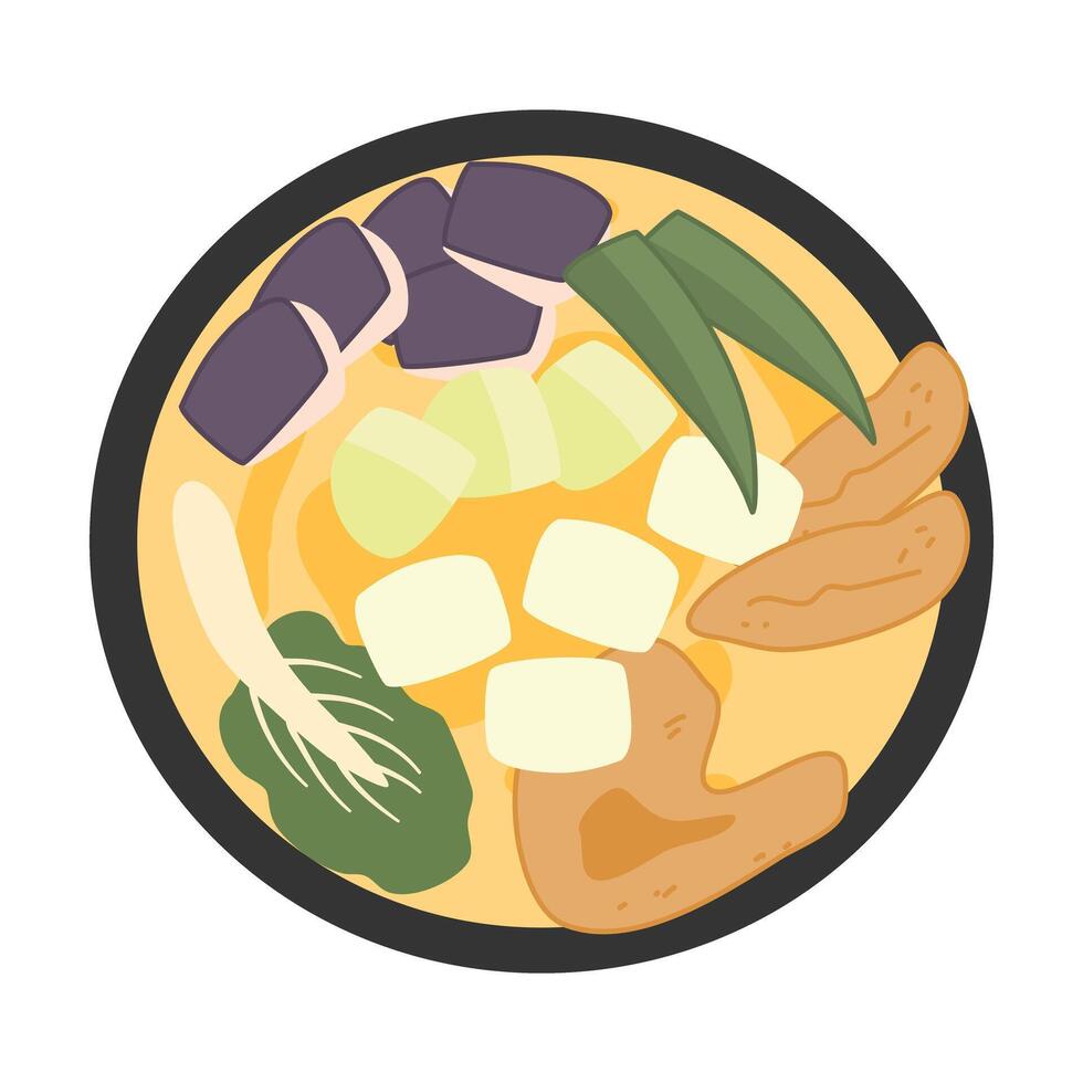 Filipino food called Pork Sinigang or pork and vegetables vector