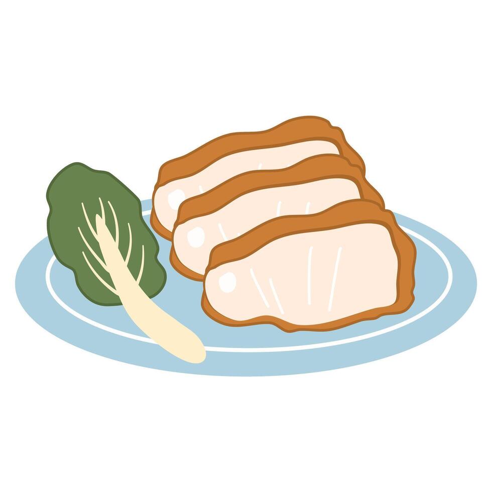 Freshly cooked Filipino food called Lechon Kawali or pan fried chopped crispy pork belly vector