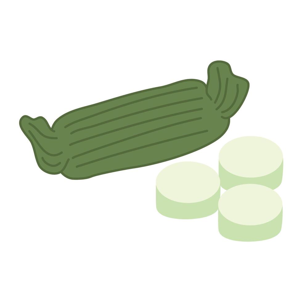 Lontong, Indonesian Rice Cake Wrapped with Banana Leaf vector