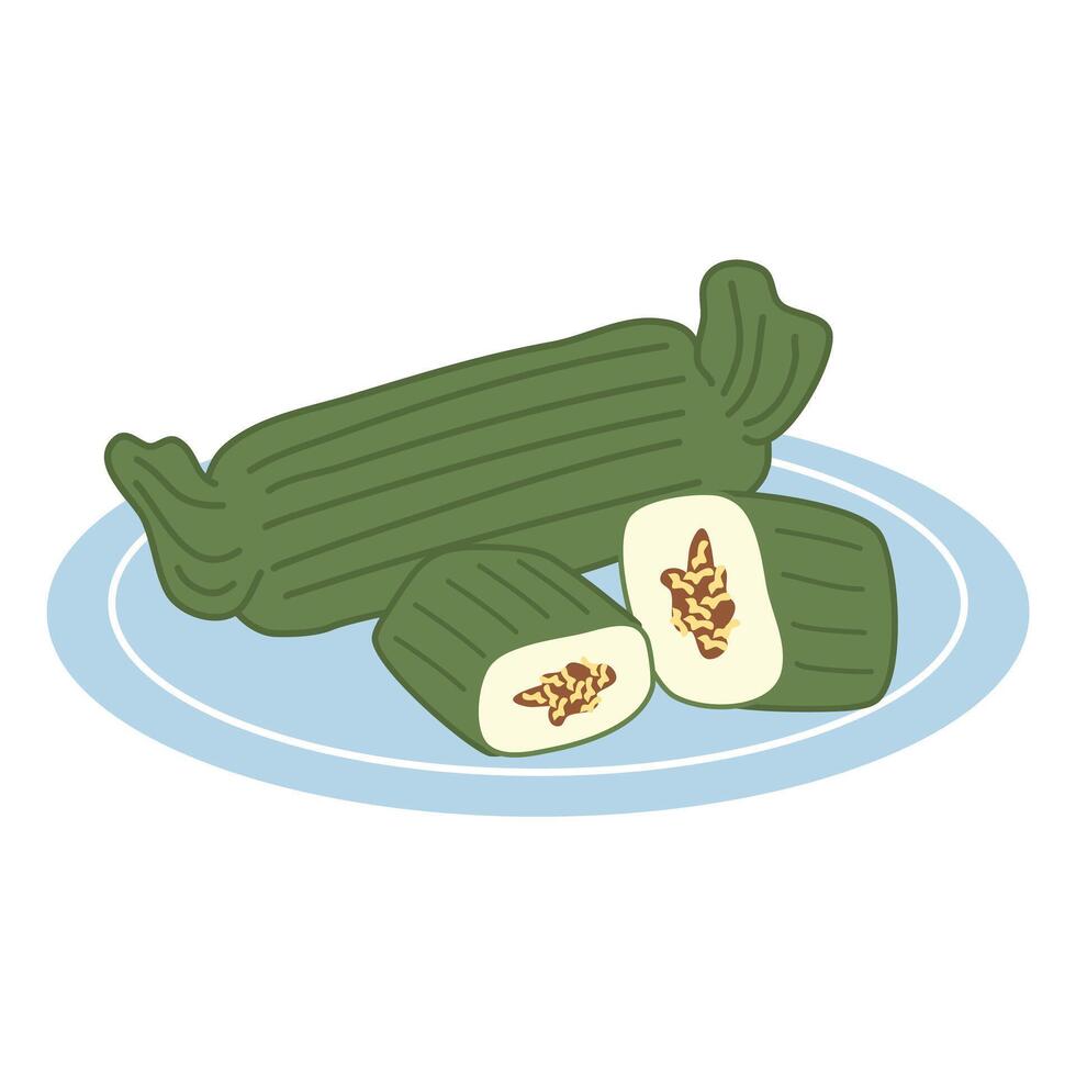 Lontong Isi - Indonesian Stuffed Rice Cake vector