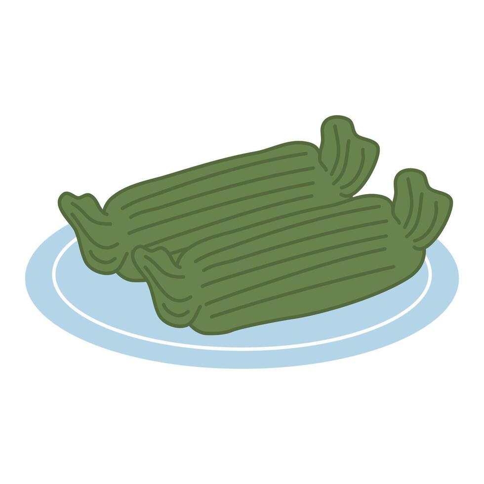 Lontong Rice Cake Wrapped with Banana Leaf vector