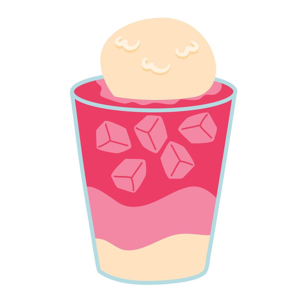 Soda Gembira Red soda mixed with milk is a typical Indonesian drink vector