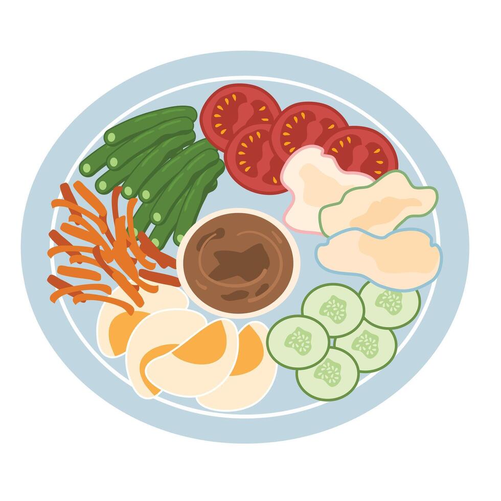 Gado-Gado or vegetable salad with peanut sauce vector