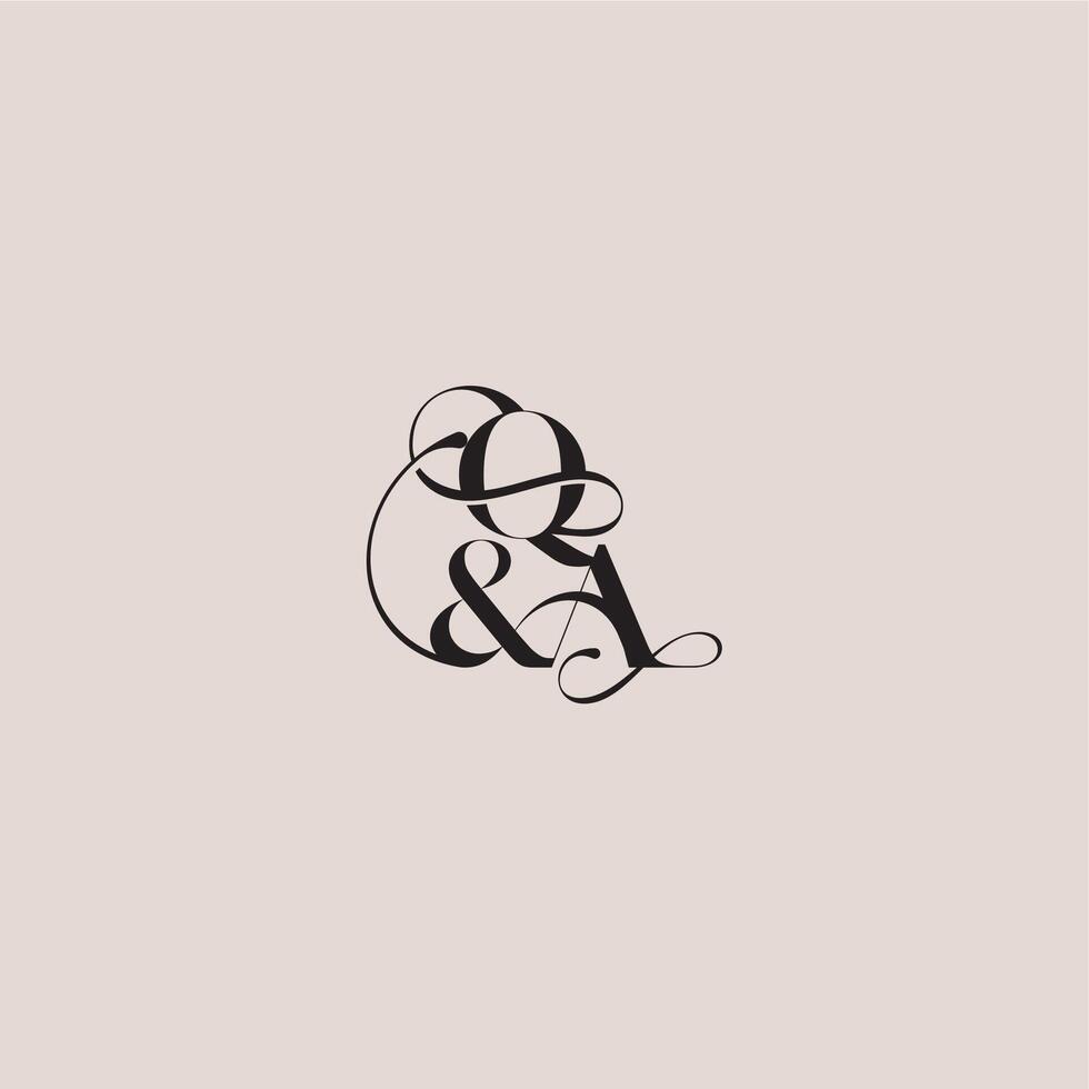 wedding concept monogram elegant and luxury concept QA bold serif initial calligraphy letter vector